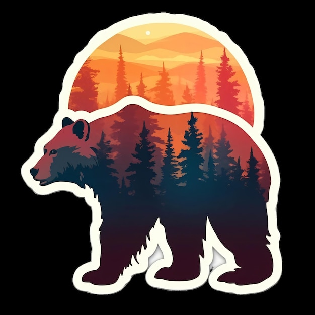 Photo bear wildlife vintage vector logo illustration design tshirt tattoo decal sticker isolated on dark