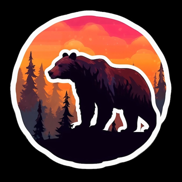 Bear wildlife vintage vector logo illustration design tshirt tattoo decal sticker isolated on dark