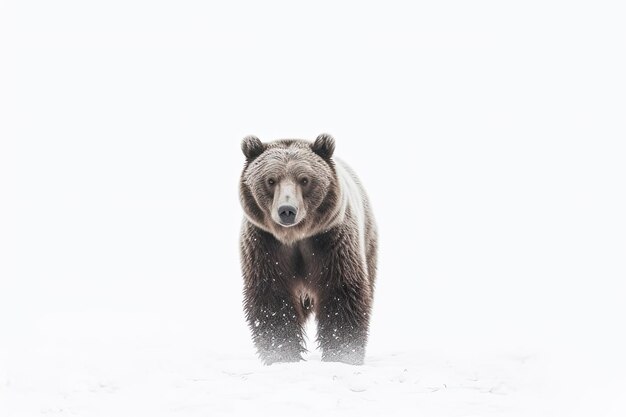 野生動物の白い背景のクマ ジェネレーティブAI