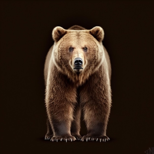 A bear with a black background and the word " bear " on it.