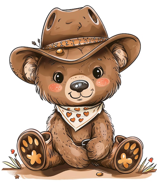 Photo a bear with a cowboy hat and a bow tie