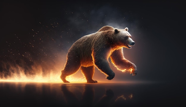 A bear with a fire effect