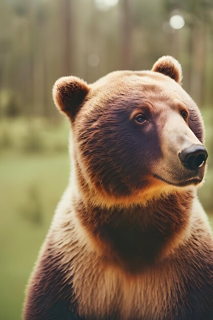 A bear with a green background