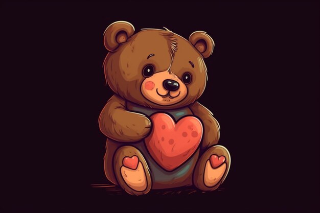 A bear with a heart on his chest