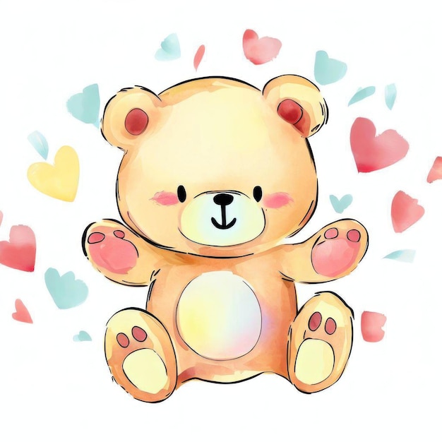 A bear with hearts on it