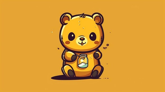 A bear with a jar of jam