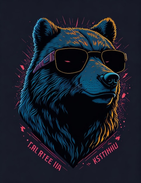 A bear with sunglasses on his head is wearing sunglasses.