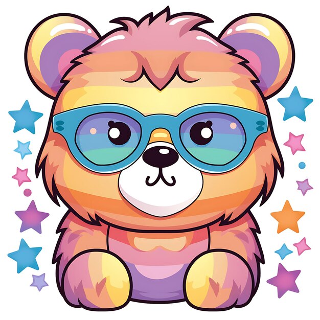 Bear with sunglasses kawaii png clipart