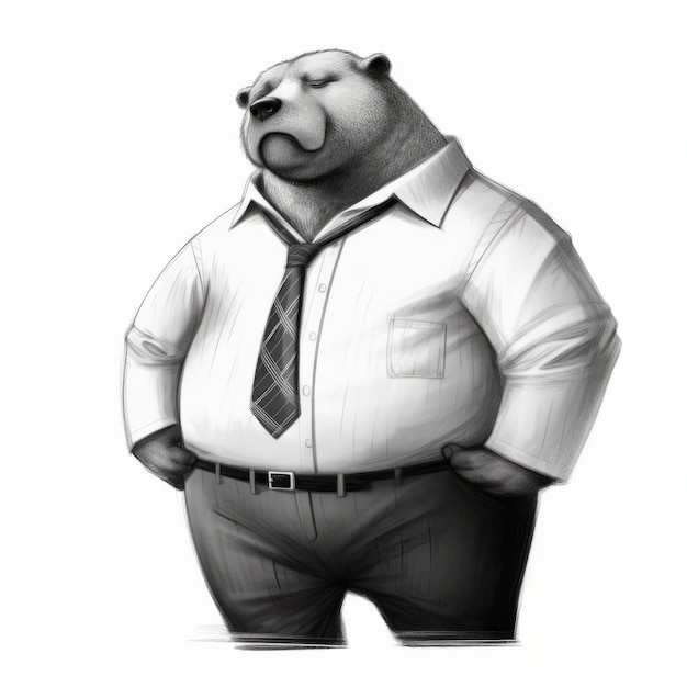 Premium AI Image Bear With Tie Illustration By Iaaanj
