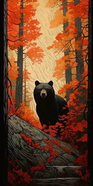 a bear in the woods by person