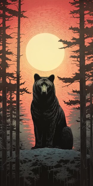 a bear in the woods by person