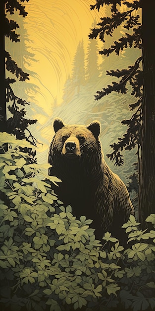 a bear in the woods by person