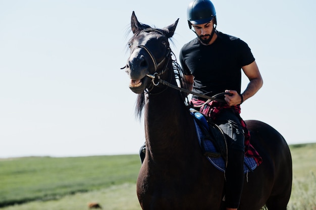 beard man with horse