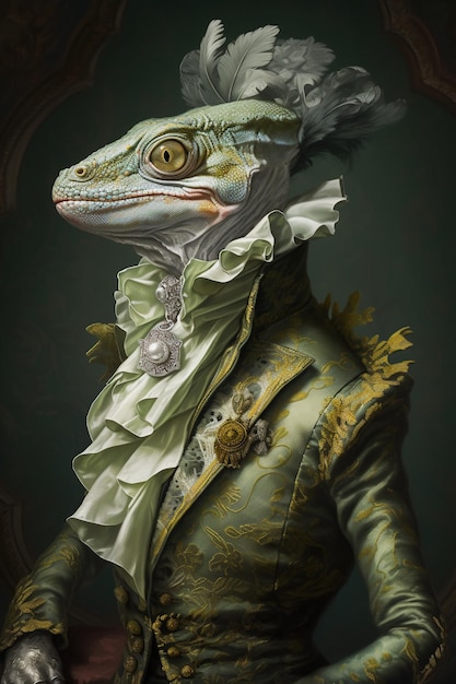 A bearded dragon is wearing a suit and a jacket that says'i'm a lizard '