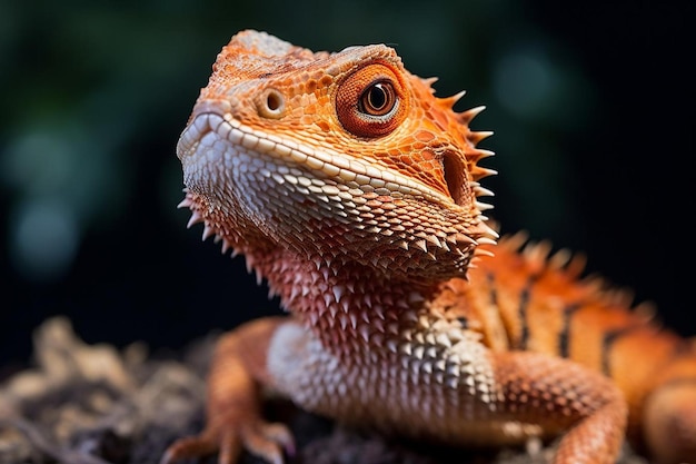 Photo bearded dragon red het hypo closeup on wood