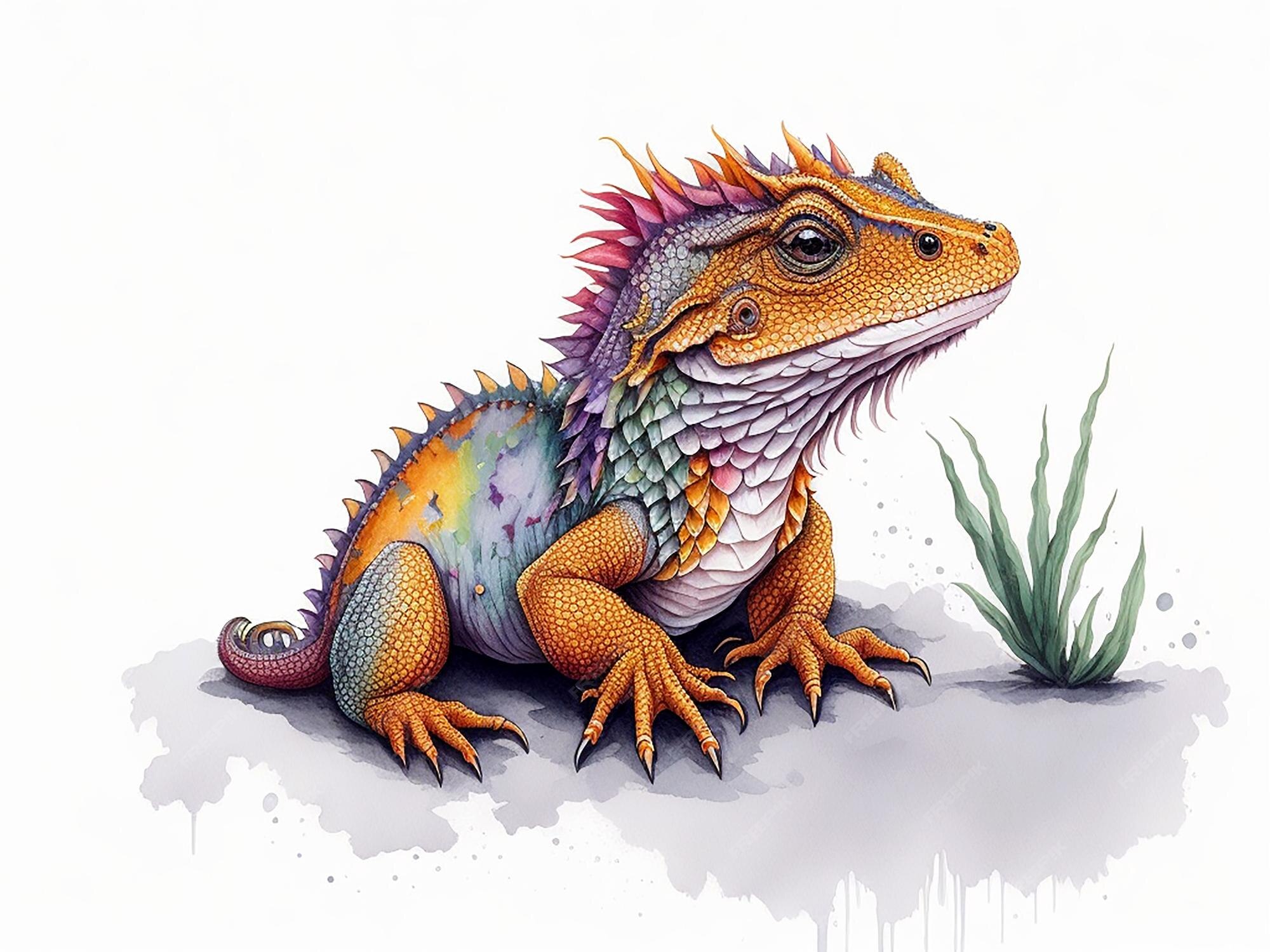 Premium AI Image | Bearded dragon watercolor art on white background