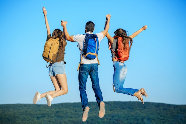 Bearded handsome man with girls