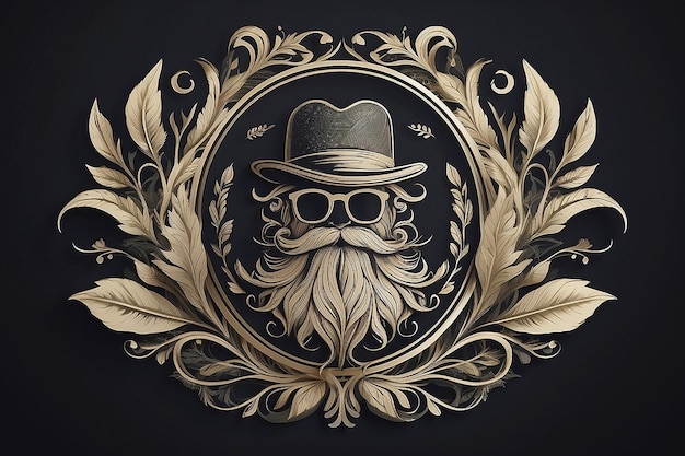 bearded hipster barber logo vector