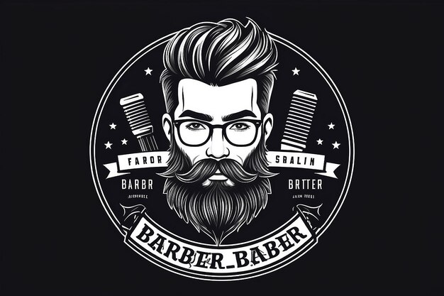 Photo bearded hipster barber logo vector