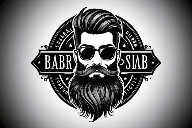 Photo bearded hipster barber logo vector