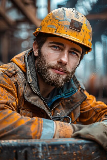 Bearded Man in Hard Hat