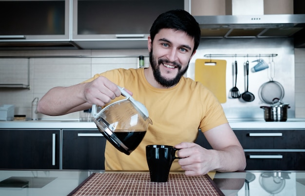 Bearded man in the kitchen