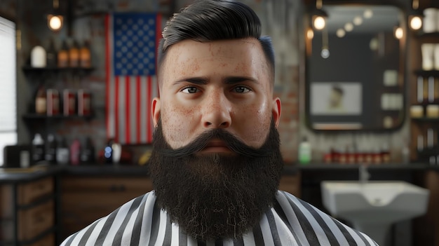 Foto bearded man krijgt een kapsel in een kapsalon