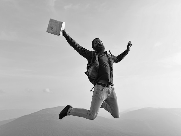 Bearded man on mountain top