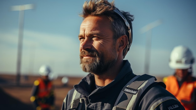 Photo bearded man in safety vest