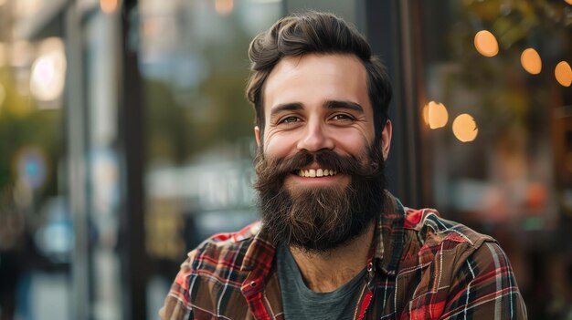 Photo bearded man smiling