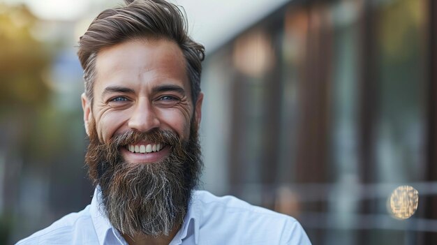 Bearded man smiling