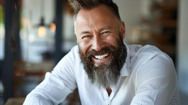 Bearded man smiling