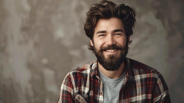 Photo bearded man smiling