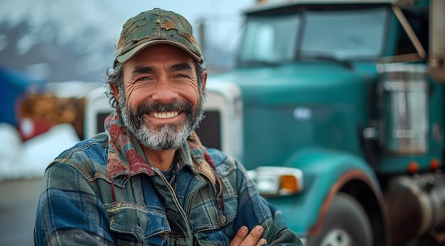 Photo bearded man wearing hat