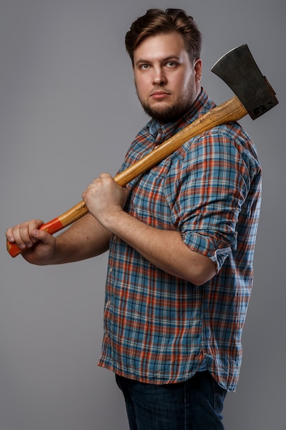 Bearded man with axe