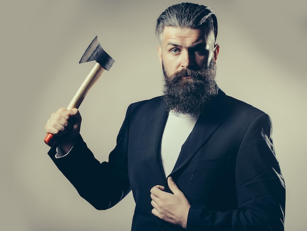 Bearded man with axe