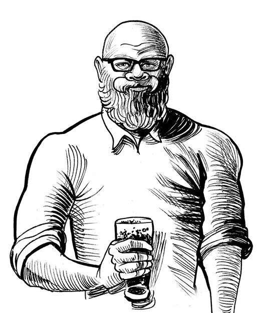 Bearded man with a glass of beer