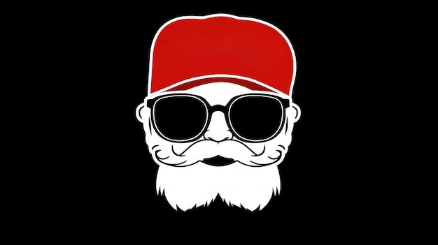 Photo bearded man with sunglasses and red hat