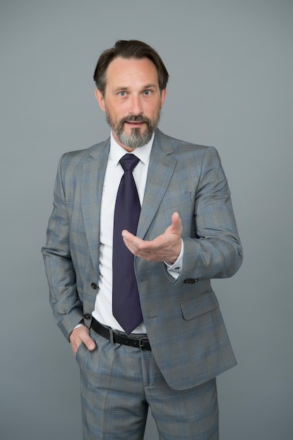 Bearded mature man in formalwear businessman or manager with beard and mustache fashion look wardrobe of ceo male business attire exclusive menswear store modern office life