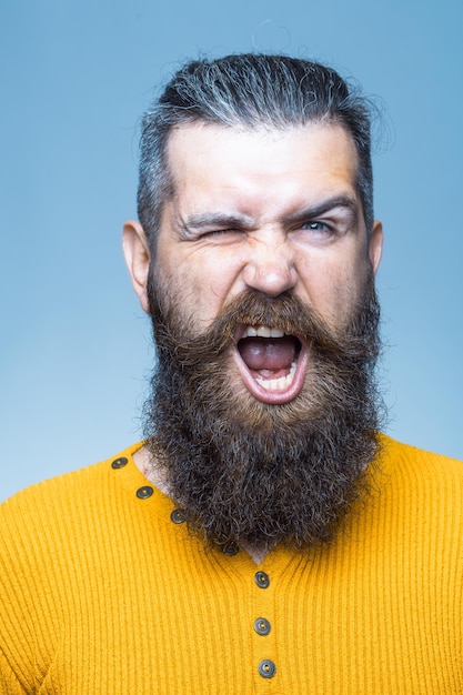 Bearded shouting man