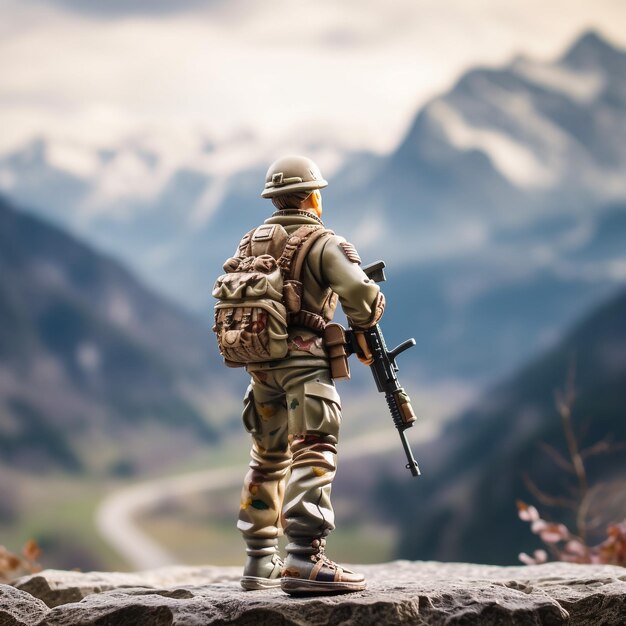 Photo a bearded soldier in uniform of special forces in a dangerous military action in a dangerous enemy