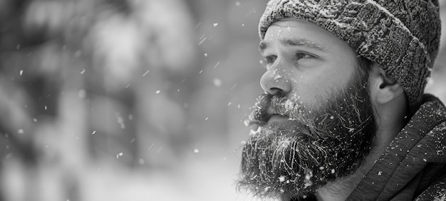 Beardige man met hoed en sjaal