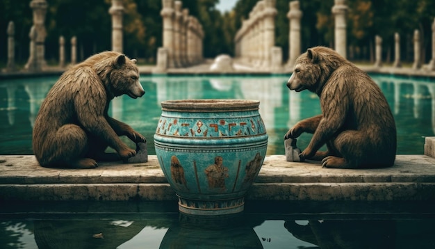 Bears communing with ancient spirits becoming vessels of natures wrath and protection AI generated
