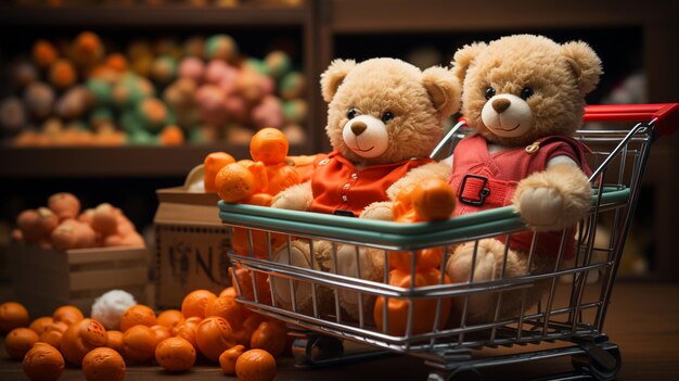 Bears in a shopping cart Generative Ai