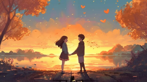 Beatiful animated romantic scene