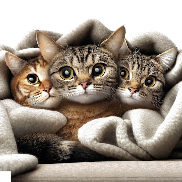 Красивый портрет группы кошек ai векторное изображение цифровой иллюстрации