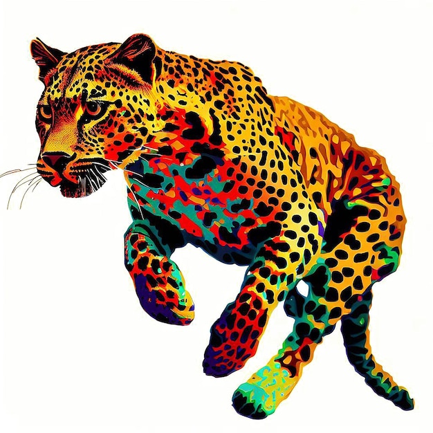 Beatiful portrait of a leopard ai vector art digital illustration image