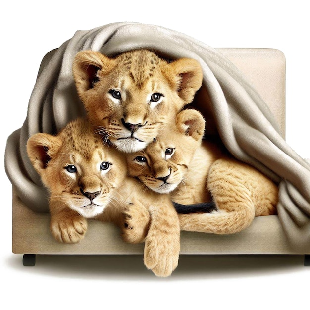 Beatiful portrait of a lionbaby group ai vector art digital illustration image