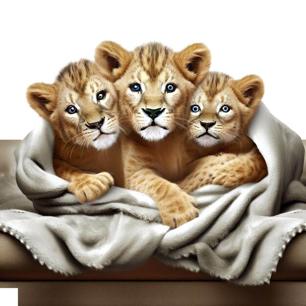 Beatiful portrait of a lionbaby group ai vector art digital illustration image