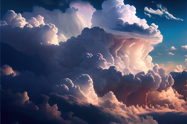 写真 雲の美しい空 芸術的な背景 絵画 ai 創造的な風景